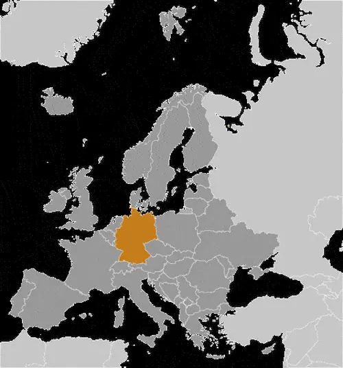 This image shows the location of Germany, Europe. For more geographical details of Germany, please see this page below.