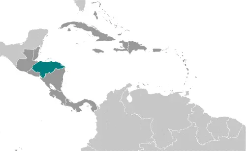This image shows the location of Honduras, Central America, and the Caribbean. For more geographical details of Honduras, please see this page below.
