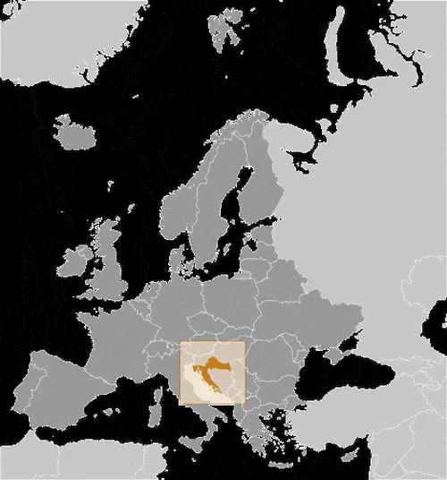 This image shows the location of Croatia, Europe. For more geographical details of Croatia, please see this page below.