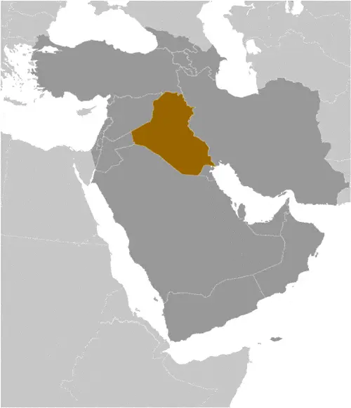 This image shows the location of Iraq, Middle East. For more geographical details of Iraq, please see this page below.