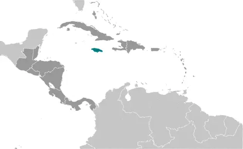 This image shows the location of Jamaica, Central America, and the Caribbean. For more geographical details of Jamaica, please see this page below.
