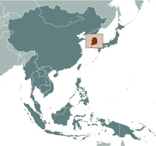 This image shows the location of Korea South, Asia. For more geographical details of Korea South, please see this page below.
