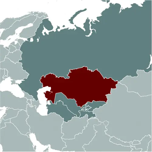 This image shows the location of Kazakhstan, Asia. For more geographical details of Kazakhstan, please see this page below.