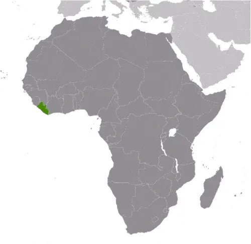 This image shows the location of Liberia, Africa. For more geographical details of Liberia, please see this page below.