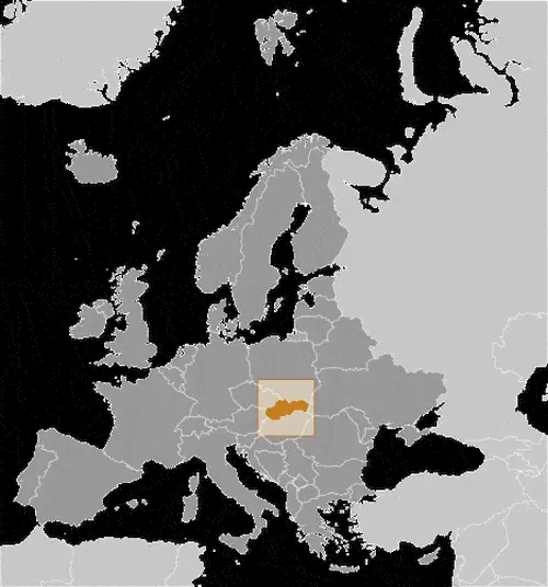 This image shows the location of Slovakia, Europe. For more geographical details of Slovakia, please see this page below.