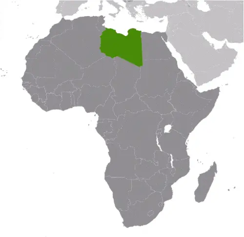 This image shows the location of Libya, Africa. For more geographical details of Libya, please see this page below.