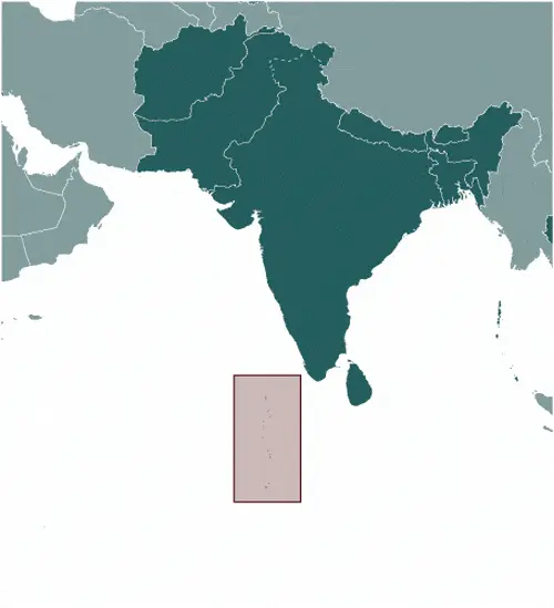 This image shows the location of Maldives, Asia. For more geographical details of Maldives, please see this page below.