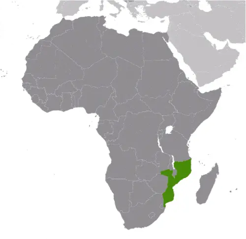 This image shows the location of Mozambique, Africa. For more geographical details of Mozambique, please see this page below.