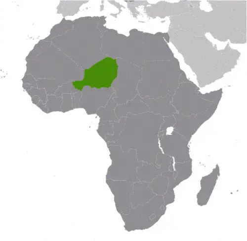 This image shows the location of Niger, Africa. For more geographical details of Niger, please see this page below.