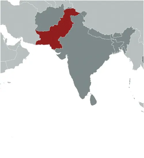 This image shows the location of Pakistan, Asia. For more geographical details of Pakistan, please see this page below.