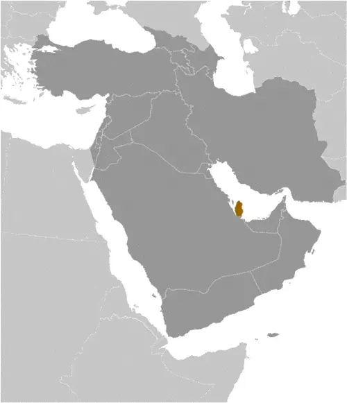 This image shows the location of Qatar, Middle East. For more geographical details of Qatar, please see this page below.