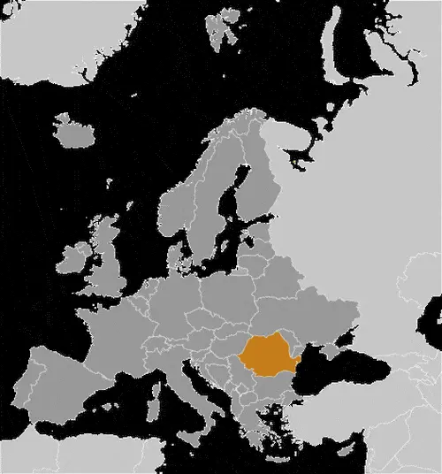 This image shows the location of Romania, Europe. For more geographical details of Romania, please see this page below.