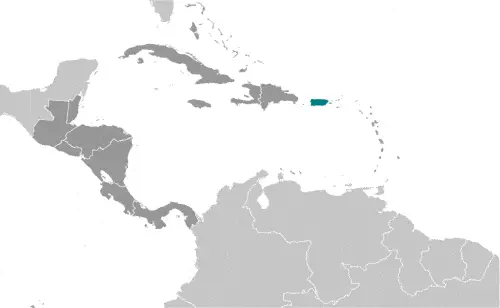 This image shows the location of Puerto Rico, Central America, and the Caribbean. For more geographical details of Puerto Rico, please see this page below.