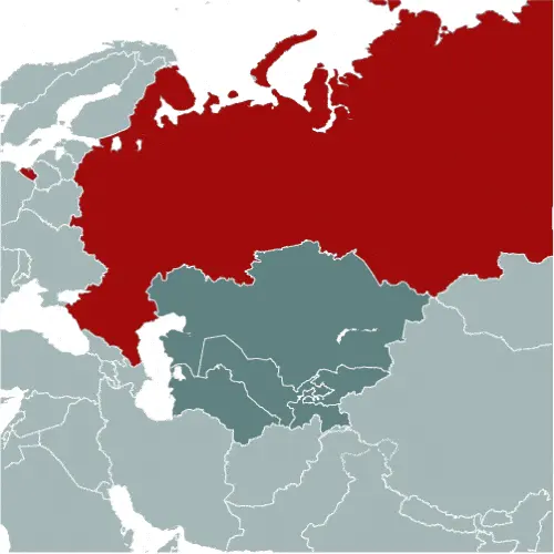 This image shows the location of Russia, Asia. For more geographical details of Russia, please see this page below.