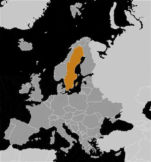 This image shows the location of Sweden, Europe. For more geographical details of Sweden, please see this page below.