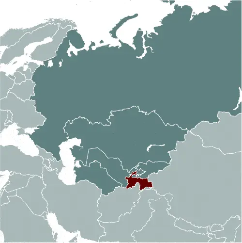This image shows the location of Tajikistan, Asia. For more geographical details of Tajikistan, please see this page below.