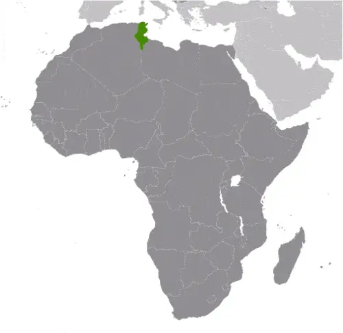 This image shows the location of Tunisia, Africa. For more geographical details of Tunisia, please see this page below.