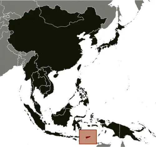 This image shows the location of Timor-Leste, Southeast Asia. For more geographical details of Timor-Leste, please see this page below.