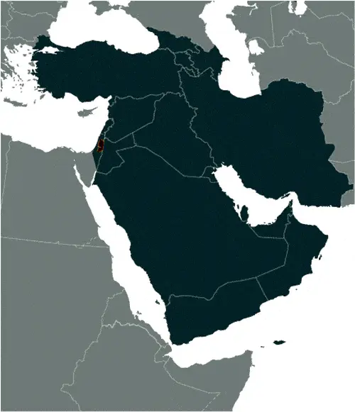 This image shows the location of West Bank, Middle East. For more geographical details of West Bank, please see this page below.