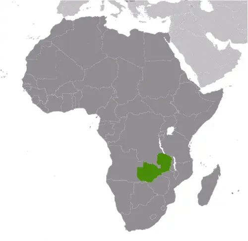 This image shows the location of Zambia, Africa. For more geographical details of Zambia, please see this page below.
