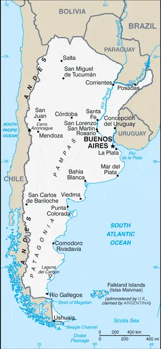 This image shows the draft map of Argentina, South America. For more details of the map of Argentina, please see this page below.