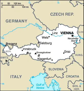 This image shows the draft map of Austria, Europe. For more details of the map of Austria, please see this page below.