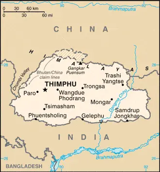 This image shows the draft map of Bhutan, Asia. For more details of the map of Bhutan, please see this page below.