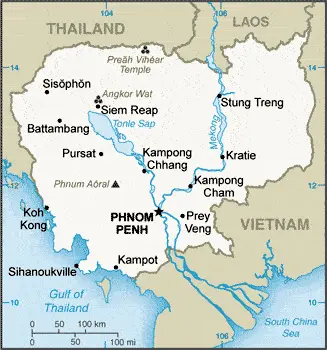This image shows the draft map of Cambodia, Southeast Asia. For more details of the map of Cambodia, please see this page below.
