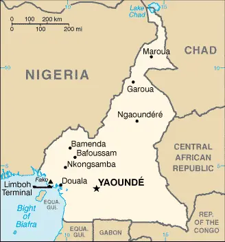 This image shows the draft map of Cameroon, Africa. For more details of the map of Cameroon, please see this page below.