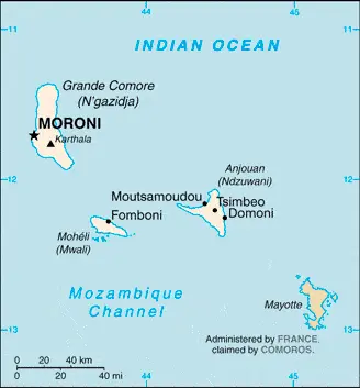 This image shows the draft map of Comoros, Africa. For more details of the map of Comoros, please see this page below.