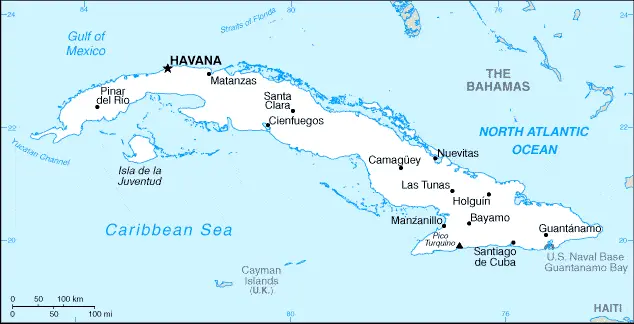 This image shows the draft map of Cuba, Central America, and the Caribbean. For more details of the map of Cuba, please see this page below.