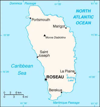 This image shows the draft map of Dominica, Central America, and the Caribbean. For more details of the map of Dominica, please see this page below.
