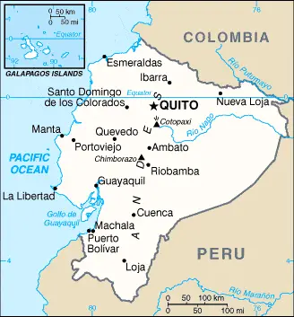 This image shows the draft map of Ecuador, South America. For more details of the map of Ecuador, please see this page below.