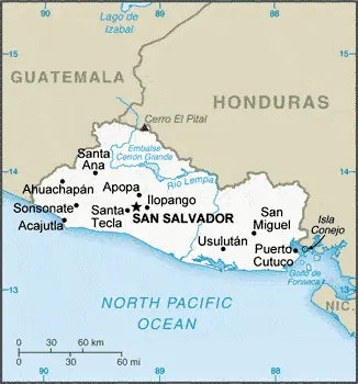 This image shows the draft map of El Salvador, Central America, and the Caribbean. For more details of the map of El Salvador, please see this page below.