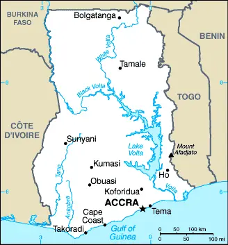 This image shows the draft map of Ghana, Africa. For more details of the map of Ghana, please see this page below.