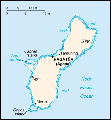 This image shows the draft map of Guam, Oceania. For more details of the map of Guam, please see this page below.