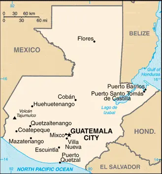 This image shows the draft map of Guatemala, Central America, and the Caribbean. For more details of the map of Guatemala, please see this page below.