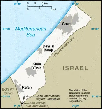 This image shows the draft map of Gaza Strip, Middle East. For more details of the map of Gaza Strip, please see this page below.