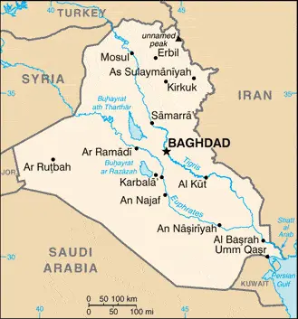 This image shows the draft map of Iraq, Middle East. For more details of the map of Iraq, please see this page below.
