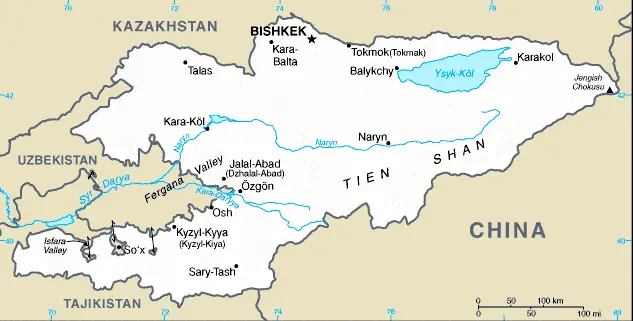 This image shows the draft map of Kyrgyzstan, Asia. For more details of the map of Kyrgyzstan, please see this page below.
