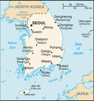 Image result for south korea on the map