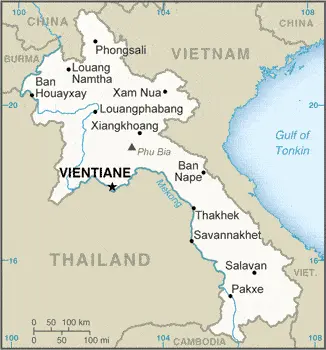 This image shows the draft map of Laos, Southeast Asia. For more details of the map of Laos, please see this page below.