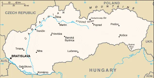 This image shows the draft map of Slovakia, Europe. For more details of the map of Slovakia, please see this page below.