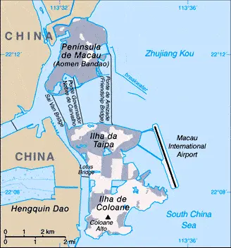 This image shows the draft map of Macau, Southeast Asia. For more details of the map of Macau, please see this page below.
