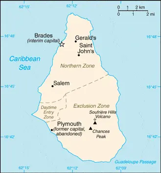 This image shows the draft map of Montserrat, Central America, and the Caribbean. For more details of the map of Montserrat, please see this page below.