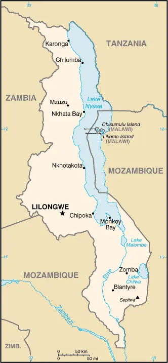 This image shows the draft map of Malawi, Africa. For more details of the map of Malawi, please see this page below.