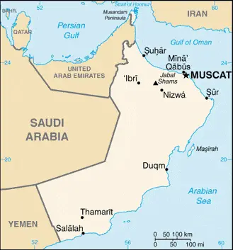 This image shows the draft map of Oman, Middle East. For more details of the map of Oman, please see this page below.