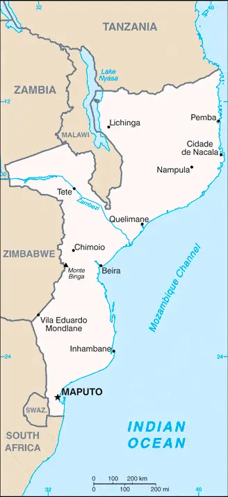 This image shows the draft map of Mozambique, Africa. For more details of the map of Mozambique, please see this page below.
