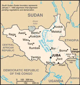 This image shows the draft map of South Sudan, Africa. For more details of the map of South Sudan, please see this page below.