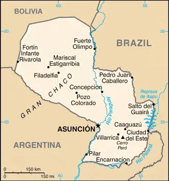 This image shows the draft map of Paraguay, South America. For more details of the map of Paraguay, please see this page below.
